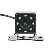 ETvalley Waterproof Rearview Backup License Plate Color Vehicle Camera Reverse Parallel Parking Night Vision Cam with 8 LEDs