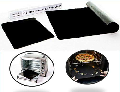 Kiss Dangerous Caked on Dribbles Goodbye! Amazing Oven Liner Bundle - 100% Non-Stick Sturdy Oven Drip Mat, 16 x 23 Spill Mat AND Best in Toaster Oven Accessories โ Teflon Toaster Oven Liner