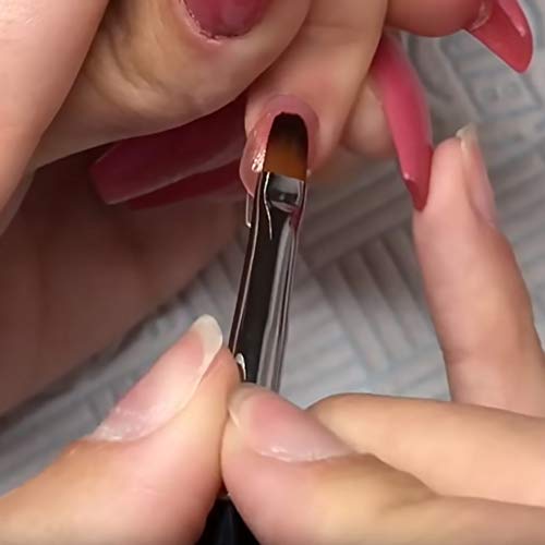 SILPECWEE 5Pcs Wooden Handle Nail Art Brush Set Uv Gel Builder Pen Cleaning Polish Glitter False Nail Extension Manicure Design Tools (2/4/6/8/10#)