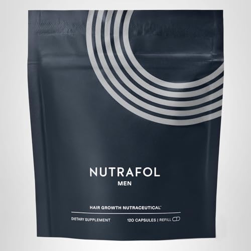 Nutrafol Men's Hair Growth Supplements, Clinically Tested for Visibly Thicker Hair and Scalp Coverage, Dermatologist Recommended - 1 Month Supply, 1 Refill Pouch
