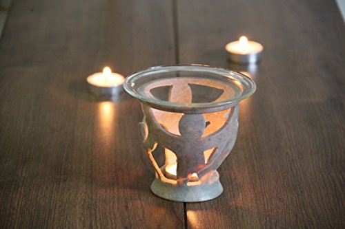 Aroma Oil Burner Candle Burner Tea Light Holder with Natural Soapstone Unique Cut-outs - Thumbnail 4