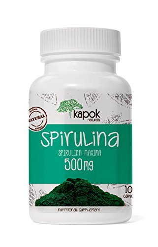 NEW Kapok Naturals Spirulina Capsules. Premium Non-GMO Spirulina Pills. Weight Loss, Boost Immunity, Reduce Cholesterol. Algea Supergreen to Supplement Beta-Carotene, Chlorophyll, Iron, Protein