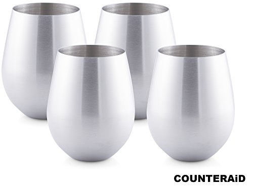 Counter aid stemless stainless steel wine glasses, set …
