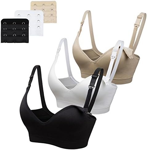 Lataly Womens Sleeping Nursing Bra Wirefree Breastfeeding Maternity Bralette Color Black white beige Size S