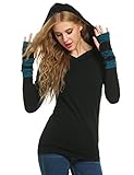 Zeagoo Women Color Block Sleeves Hooded Thumb Hole Sleeves Sweatshirt