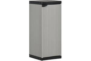 vidaXL Garden Storage Cabinet with Shelf - Grey/Black 35x40x85 cm PVC/PP, Sturdy Outdoor Organiser for Patio/Deck