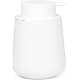 BosilunLife White Soap Dispenser - Ceramic Hand Dish Soap Dispenser for Bathroom 12ounce Refillable Liquid Hand Wash Dispenser for Essential Oil, Lotion Soap (Rubber Paint)