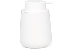 BosilunLife White Soap Dispenser - Ceramic Hand Dish Soap Dispenser for Bathroom 12ounce Refillable Liquid Hand Wash Dispenser for Essential Oil, Lotion Soap (Rubber Paint)
