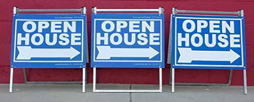 Open House Signs (5-Pack), Metal Frame, 24"x18", Real Estate Yard Signs, SWINGER TODAY - Blue