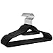 Ommani Velvet Hangers, Non Slip Clothes Hangers Heavy Duty Durable Space Saving with 360 Degree Swivel Chrome Hook Accessory Bar, Velvet Suit Hangers for Coat Skirt Shirt Pants Dress - 20 Pack Black