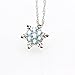 Dolland Women Vintage Blue Crystal Snowflake Zircon Flower Silver Pendants Necklaces Jewelry,Light Blue
