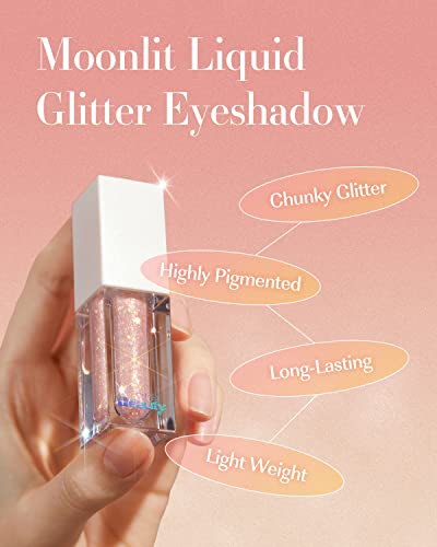 AMTS Webtoon True Beauty - 01 Some Love | Liquid Pink Gold Chunky Glitter Eyeshadow | Highlighter, K-Drama Korean Makeup, Highly Pigmented, Long Lasting Shimmer