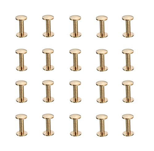SummerHome Solid Brass Screw Arc Head Button Stud Nail Screw Back Spots for Leather Belt Purse Handbag DIY - 15mm,Pack of 20