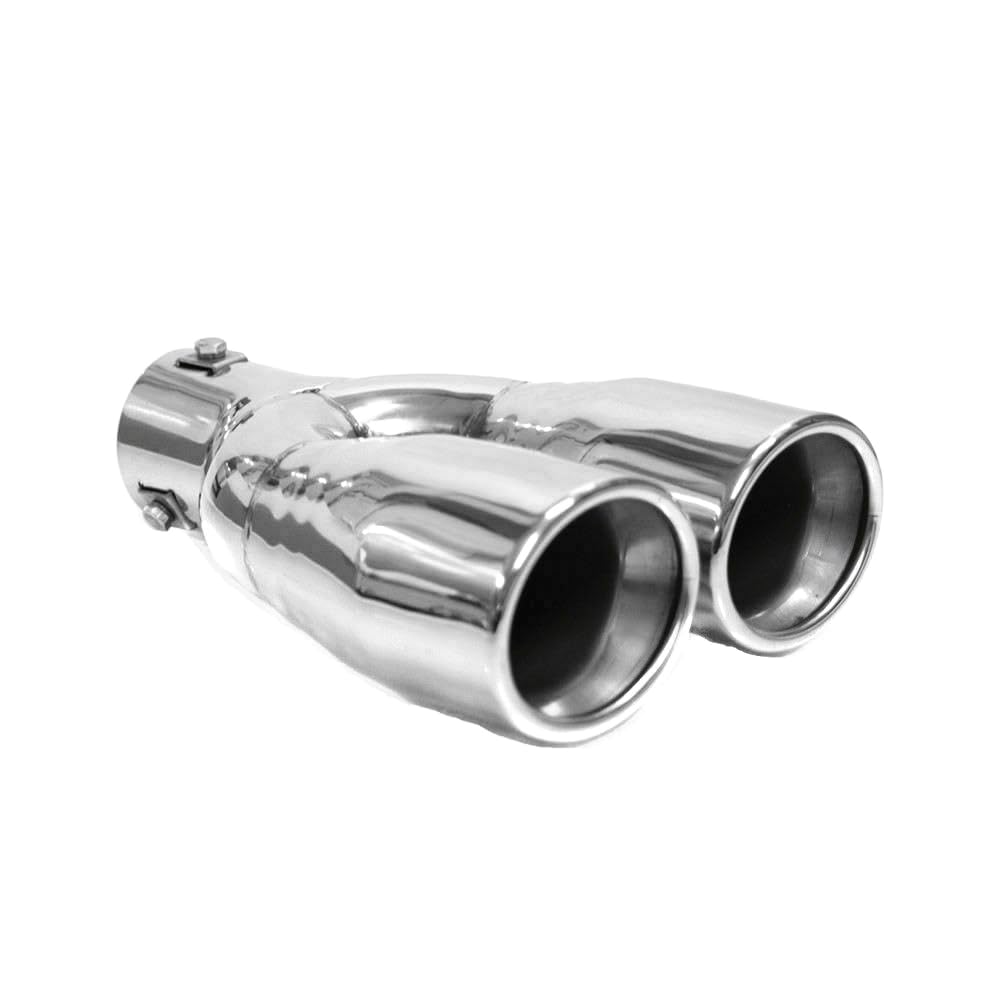 Double Dual Twin Exhaust Tip Trim Car End Pipe Tail Sport Muffler Stainless Steel Chrome Universal