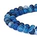 BRCbeads Stripe Agate Natural Gemstone Loose Beads 8mm Matte Round Crystal Energy Stone for Jewelry Making- Blue