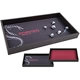Dice Tray Two Color (Red/Black Dragon) Reversible and Removable Rolling Dice Mat for RPG and other games by Forged Dice Co.
