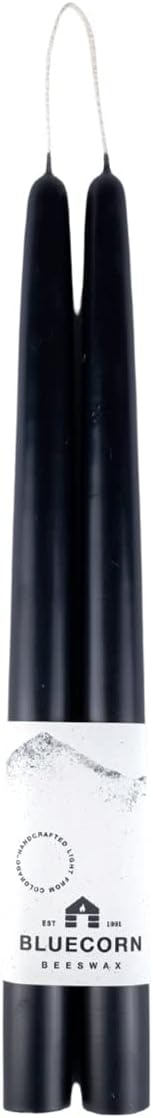Candles & Holders - Bluecorn Beeswax 100% Pure Beeswax Taper Candles | Natural Beeswax Candles, Black Unscented Tapered Candles | Soy, Paraffin & Fragrance Free | 10 Inch Candles, Pair - Two Black Candlesticks