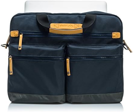 GLACIAL Trend Messenger Bag - Large Leather &amp; Polyester Shoulder Bag for Men - Fits 15” Laptop &amp; Tablet - Detachable Padded Nylon Comfort Strap - For Work &amp; School