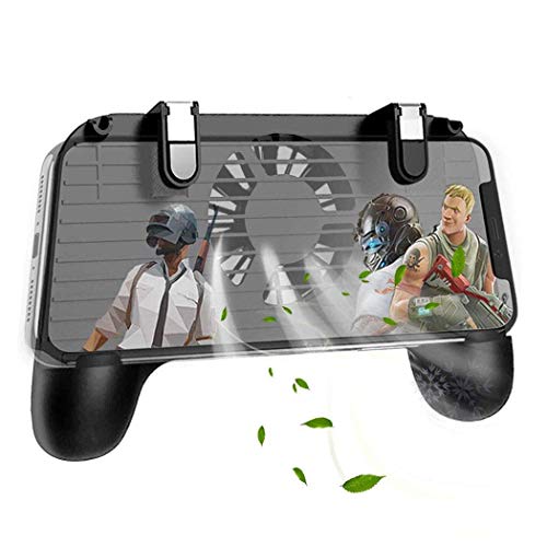 Mobile Controller with Portable Charger Cooling Fan, PUBG Mobile Controller L1R1 Mobile Game Trigger Joystick for 4-6.5