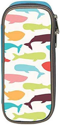 Colorful Whale Shark Fish Students Pen Bag Stylish Pencil Case Portable Zipper Organizer Pouch for School Office Supplies