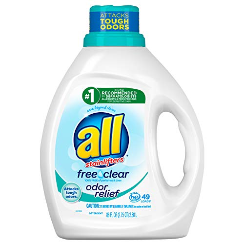 All Liquid Laundry Detergent, Free Clear with Odor Relief, 88 Fluid Ounces, 49 Loads