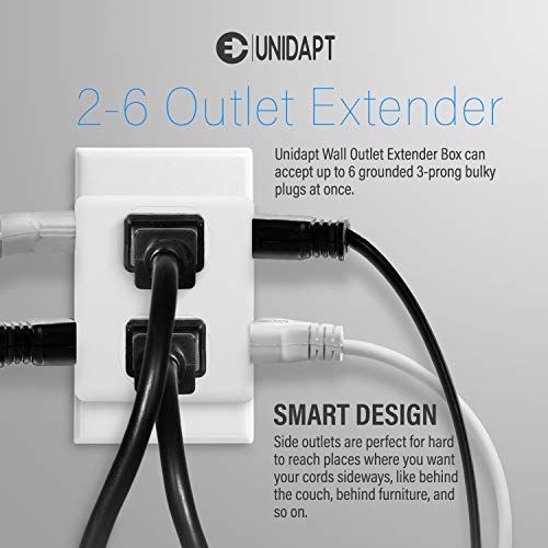 Multi Plug Outlet Splitter, Unidapt Multiple Outlet Extender Adapter with 6 Electrical Outlets, Side Outlet Splitter Box… - Image 3