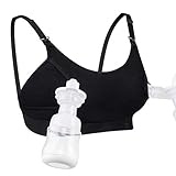 Hands Free Pumping Bra, Momcozy Adjustable Breast-Pumps Holding and Nursing Bra, Suitable for Breastfeeding-Pumps by Lansinoh, Philips Avent, Spectra, Evenflo and More (Large, Black)