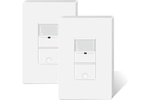TOPELER 2 Pack Motion Activated Switch, in Wall Occupancy Sensor Switch, Single Pole PIR Infrared Motion Activated Light Switch, Neutral Wire Required, Wall Plate Included, UL Listed
