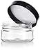 2 oz / 60 ml Clear PET Plastic Low Profile Jar with Black Smooth Lids (6 Pack)
