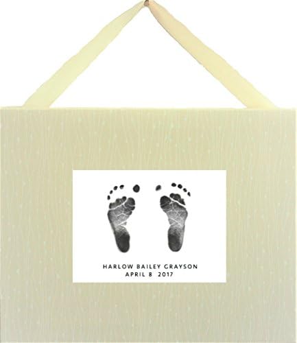 Baby Hand and Foot print Kit and Decorative Canvas - The Perfect Baby Shower Gift for new Parents and for the Nursery (Ivory with Vines)