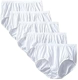 Just My Size Women's 5 Pack Cotton Brief Panty, White, 14