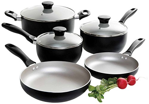 Click Here to See More Images Oster 91996.08 Worthington 8-Piece Non-Stick Aluminum Cookware Set, Multi-Size, Grey
