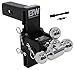 B&W TS20049B Tow and Stow Receiver Hitch Tri-Ball with 2.5in Shank 7in Drop 7.5in Rise Plus 5/8in Black Receiver Lock