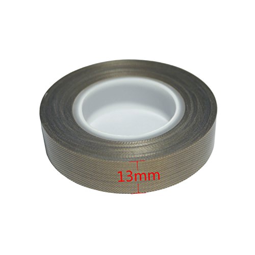 PTFE Coated Fabric Tape Teflon Adhesive Tape High Temperature Vacuum, Hand and Impulse Sealers Machine Sealing Tape 0.18mm Thick (13mm-10M)