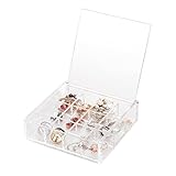 Clear Jewelry and Accessories Tray with Hinged Lid,12 Grids Choice Fun