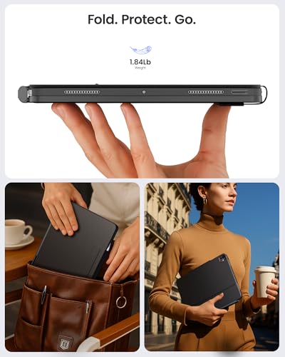 typecase Edge+ Keyboard Case for iPad Pro 13-inch (M5/M4, 2025/2024),Ultra-Slim Detachable Back Case,Portrait & Typing Modes, Trackpad,11-Color Backlight, Magnetic Stand, Pencil Holder, Black