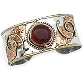 Anju Jewelry Janya Collection Mixed Metal Cuff Bracelet - Red Onyx