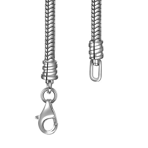 925 Sterling Silver Snake Chain Bracelet for European Bracelets Charms Bead Size 7.8inch