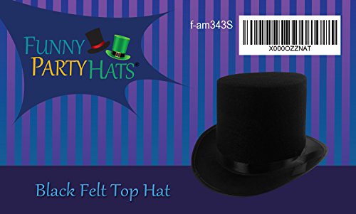 Black Felt Top Magician Costume Hat by Funny Party hats (Black - 1 Pack)
