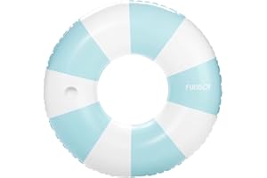 FUNBOY Giant Vintage Stripe Inflatable Tube Pool Float with Cup Holder 48" Large Pool Float for Adults Inner Tube Swimming Pool Toys Swim Rings Pool Lounger Float for Pool Party & Summer