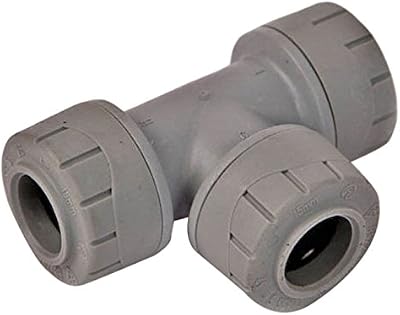 Polyplumb PB215 15mm Equal Tee Grey Pipe Fitting - 10 Pack