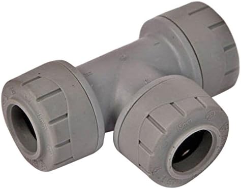 Polyplumb PB215 15mm Equal Tee Grey Pipe Fitting - 10 Pack