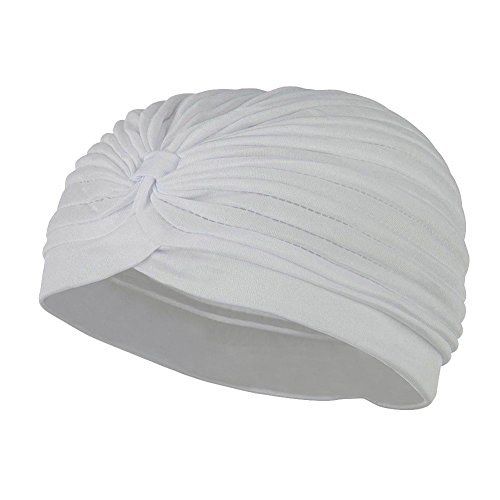 Vintage Look TURBAN Spandex Pleated Gypsy Costume Accessory WHITE