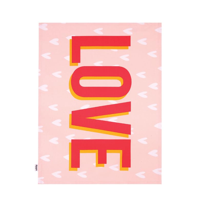 Dexam Happy Place Love Recycled Cotton Tea Towel - Pink