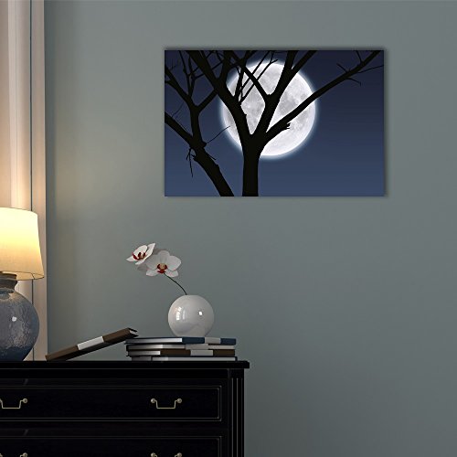 Moonlight Shadow And Black Tree Branches Canvas Art Wall26