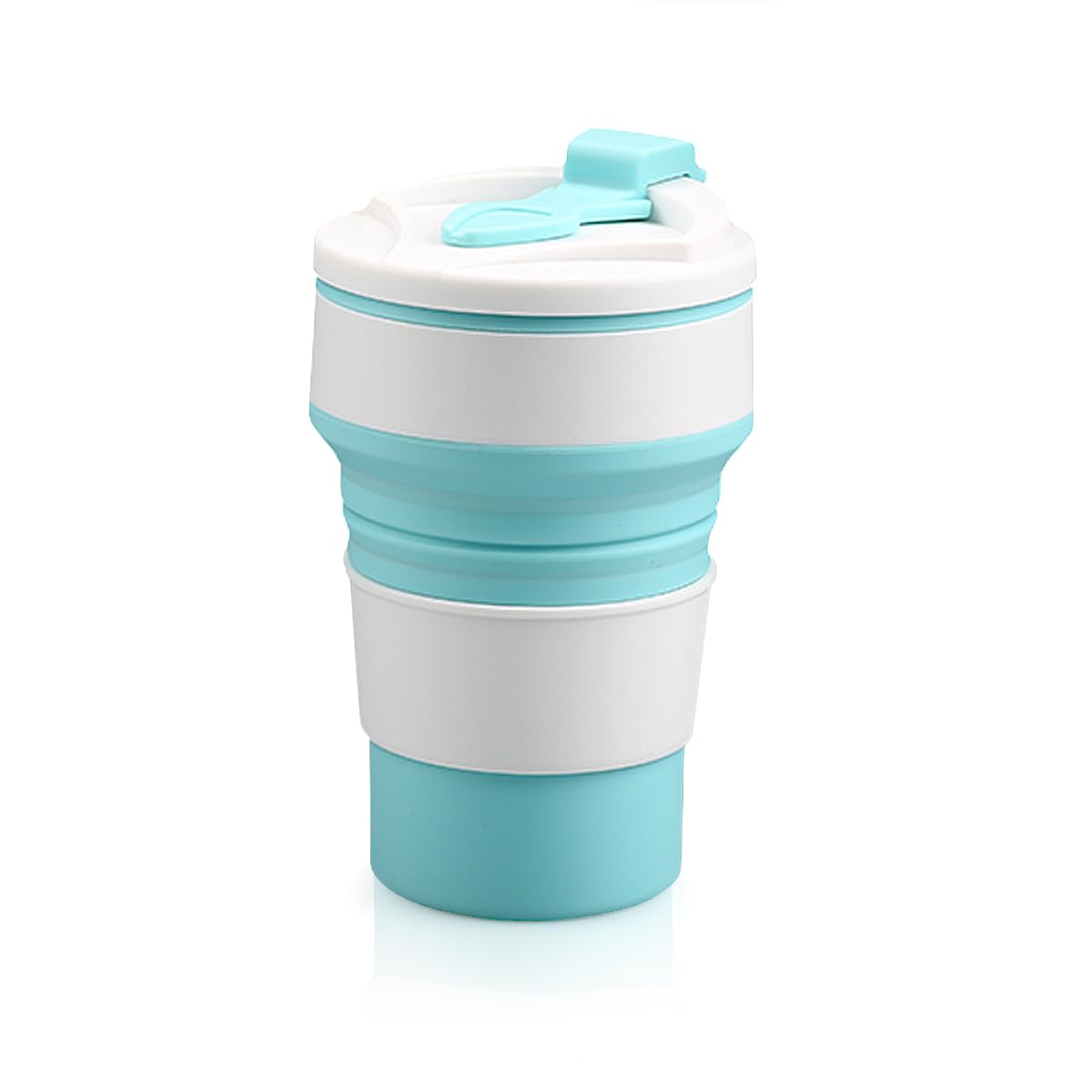 Luckious Silicone Folding Travel Mug with Lid, Foldable, Reusable, Dishwasher Safe