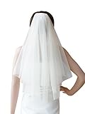 Wedding Bridal Veil with Comb 2 Tier Cut Edge Elbow Length 28