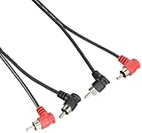 Hosa CRA-201RR Dual Right-angle RCA to Same Stereo Interconnect, 3.3 feet