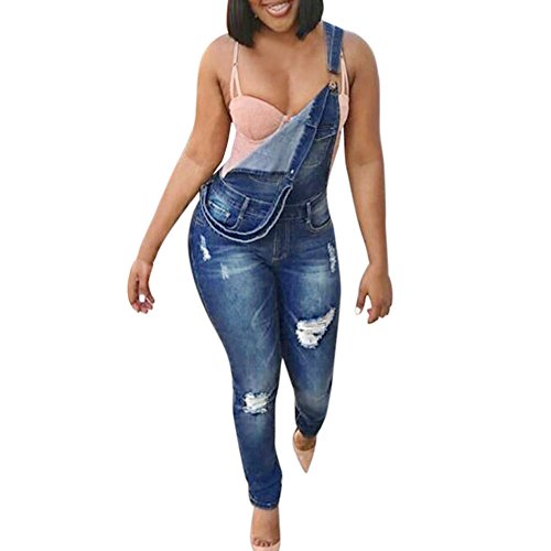 Women Shirts Clearance! WEUIE Women Jeans Strap Hole Plus Trousers Pants Jumpsuit Rompers (S,Blue ) - Thumbnail 5