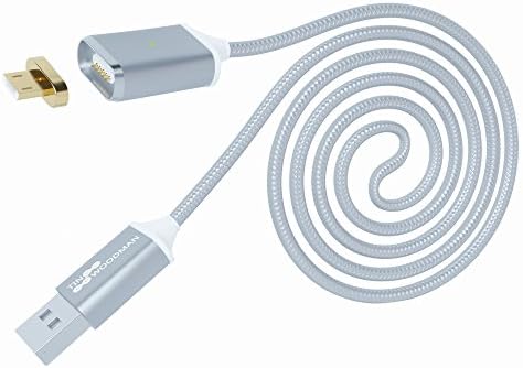 TinWoodman 3rd Generation Magnetic Charging Cable (once-silver) – Ideal as Micro USB Android Magnetic Charger Cable – Fast Charging &amp; Data Sync Cable – 3.3 ft, 2.4 A